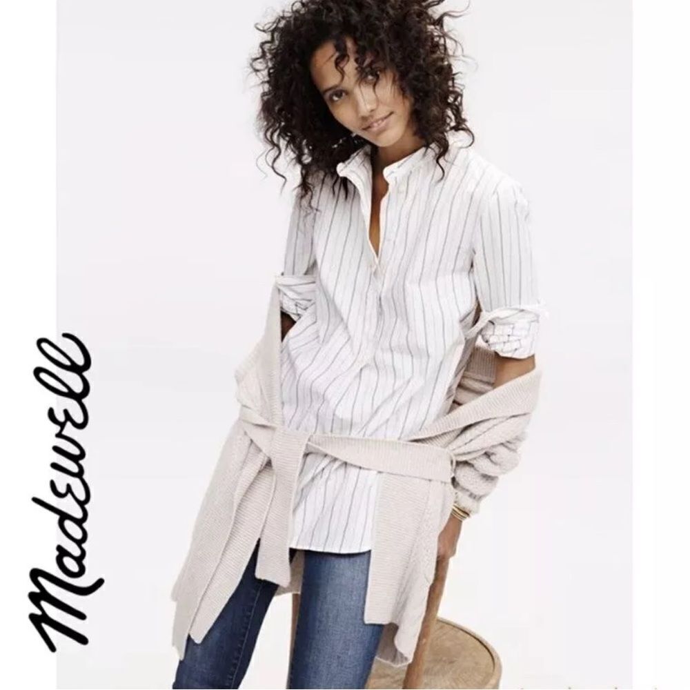 Madewell Striped The Perfect Tunic Shirt Size Small Long Sleeve - Picture 2 of 11
